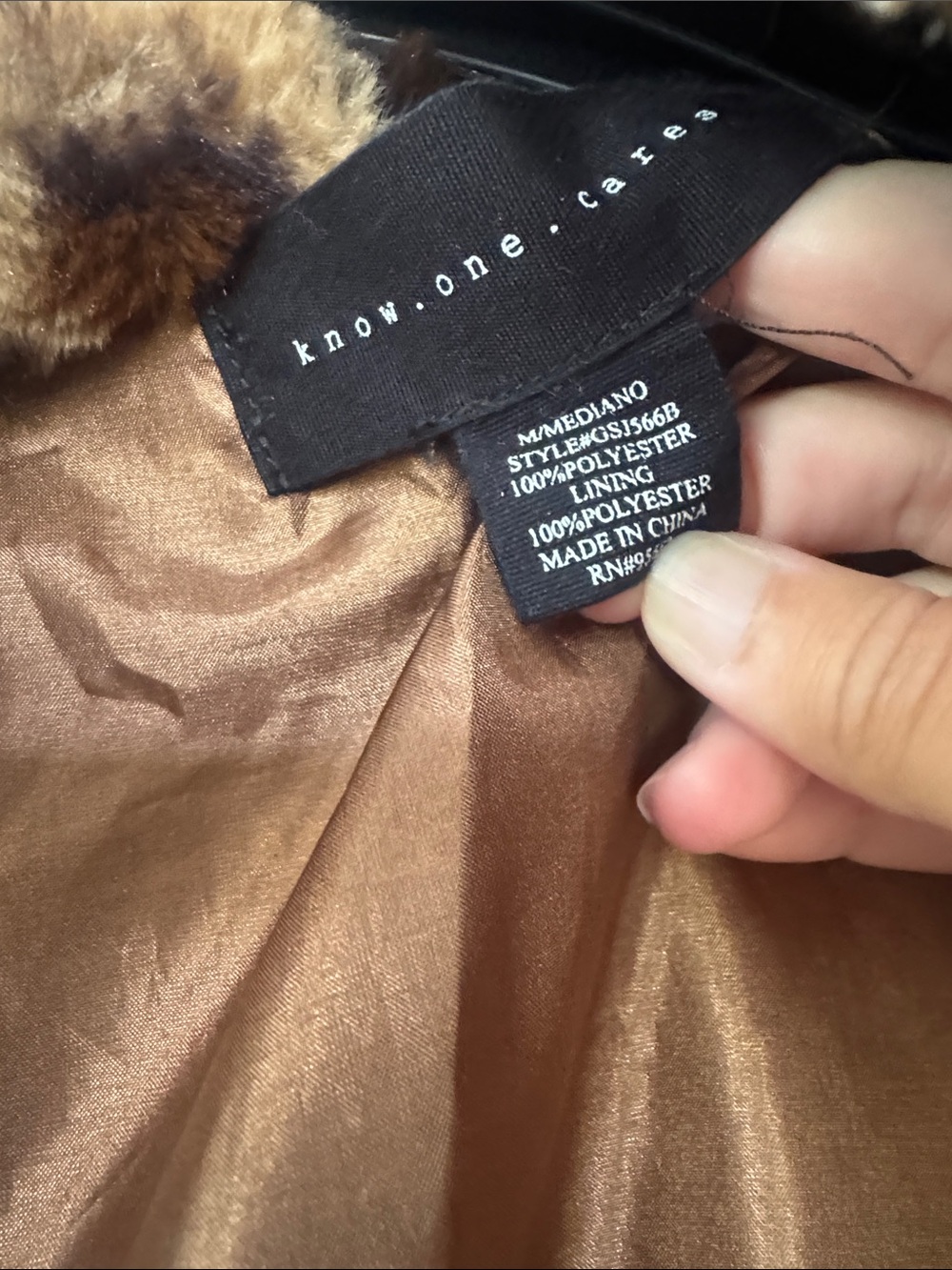 Leopard Print Faux Fur Bomber Jacket - Brown - Picture 2 of 2